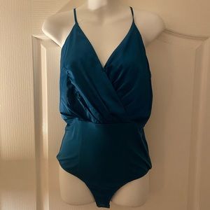 BeBe satin blue bodysuit - Small